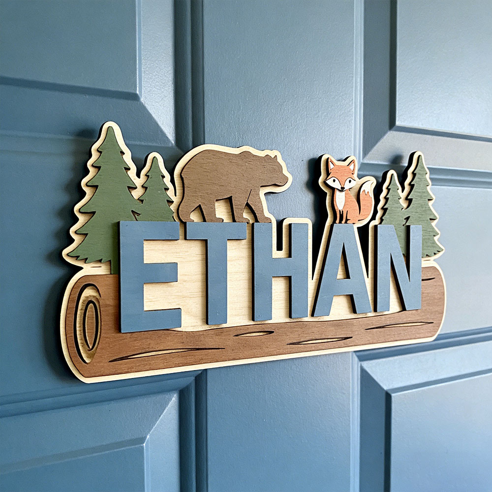 Woodworking Hobbies - Woodland Forest Animal Personalized Name Wooden