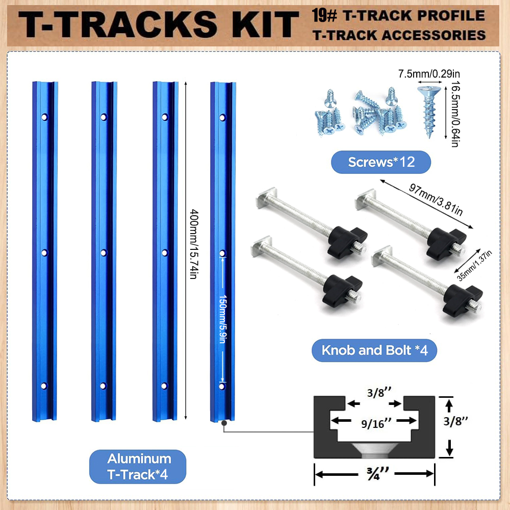 Woodworking Finishing - Woodworking 19# T-track Kit and Accessories