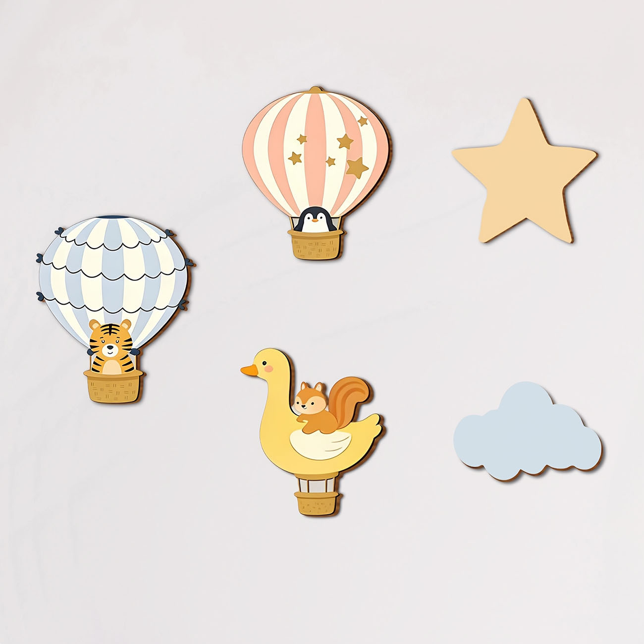 Woodworking Hobbies - 5Pcs Animal Hot Air Balloon Wooden